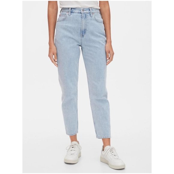 GAP Light Indigo Wash Sky High Waisted Rise Mom Jeans sz 31/12 Short NEW Women's - Picture 3 of 15